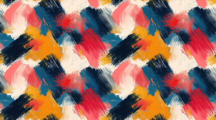 Obraz premium Seamless pattern of brushed painted abstract backgrounds featuring vibrant brush strokes ideal for textile design or digital art projects