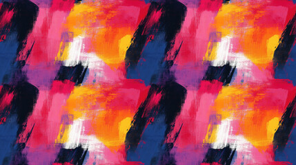 Fototapeta premium Seamless brushed abstract pattern featuring bold paint strokes and vibrant colors perfect for textile design and artistic projects