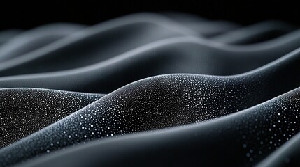 Obraz premium Black & white photo of water droplets on a body of water with wavy lines in fg