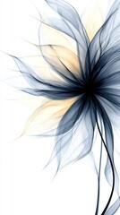 Obraz premium A monochrome flower with a sunburst at its core against a stark white backdrop