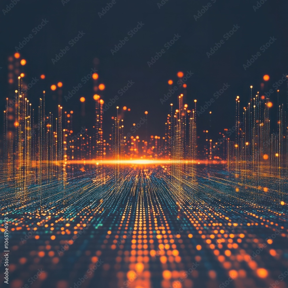 Poster innovative science background with abstract digital elements, showcasing network connection structur