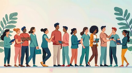Fototapeta premium Diversity and Inclusion in Healthcare. Design a background illustration that celebrates diversity and inclusion in healthcare and represents people from diverse background.