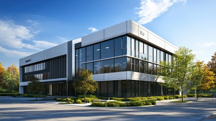 Obraz premium modern office building against a nice blue sky