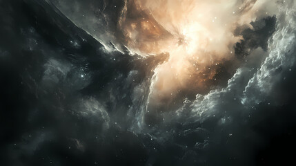 Fototapeta premium Surreal and cosmic scene with ethereal energy. Mystical. Illustration