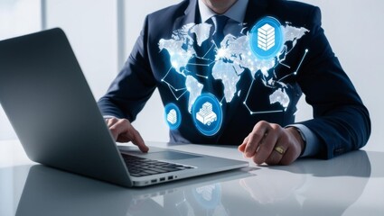 Businessman Engaged with Digital Inventory Management