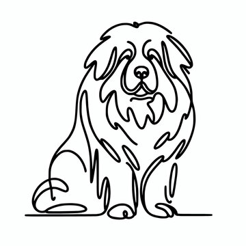 recommend clip art: Tibetan mastiff dog line silhouette vector illustration design element