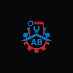 Abstract Mobile Repair Symbol With Letter AB