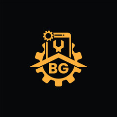 Abstract Mobile Repair Symbol With Letter BG