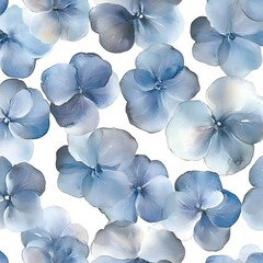 Watercolor Blue Floral Seamless Pattern