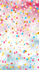 Obraz premium Vibrant celebration background with multicolored confetti falling festively