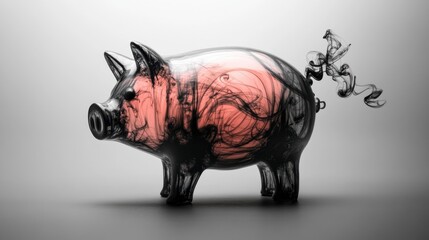 Obraz premium Creative Piggy Bank with Abstract Smoke Design