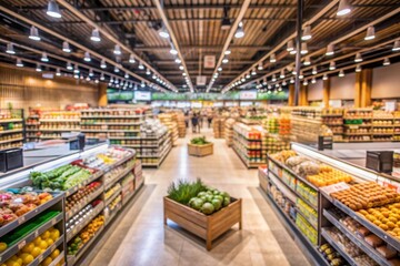 Supermarket. Shopping malls of the grocery store. The interior of the aisle with stalls of...