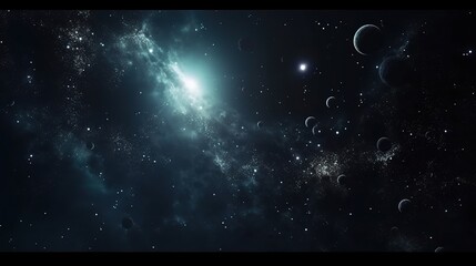 Obraz premium Vast Cosmic Nebula with Distant Planets