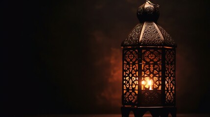 Obraz premium Elegant Lantern Glowing in Dark Surroundings