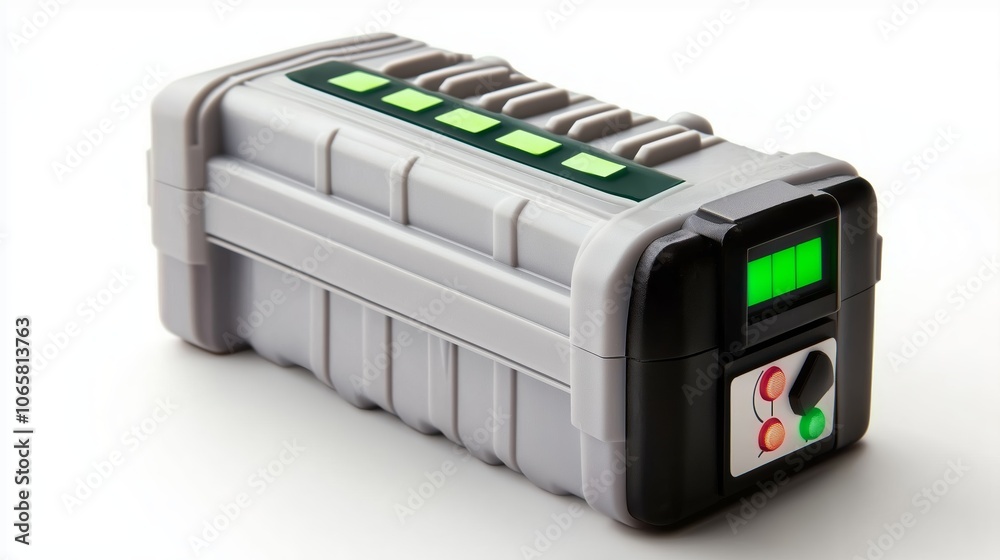 Aufkleber ndustrial battery pack with led charge display, highlighting power storage and durability in compact