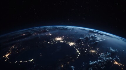 Obraz premium Earth from Space at Night with City Lights