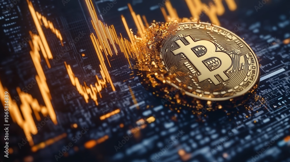 Aufkleber shining bitcoin symbol representing cryptocurrency, technology, and financial innovation in a futuri