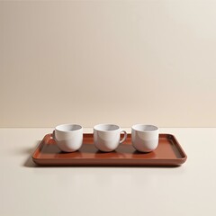Minimalist Ceramic Coffee Cups on a Tray - Ideal for Blogs, Caf&eacute;s, Kitchenware Stores, and Home Decor Inspiration

