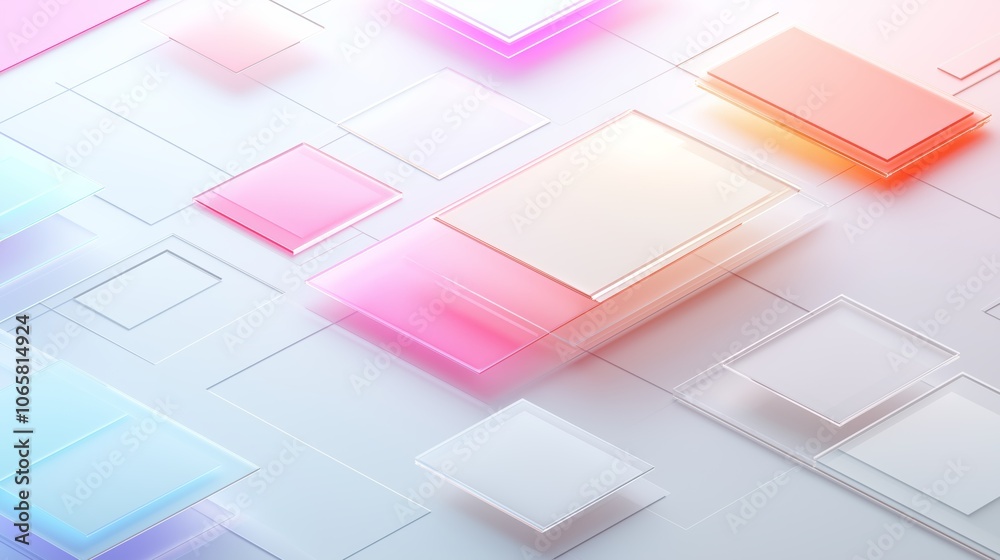 Poster Colorful Abstract Data Blocks in 3D, Representing Technology, Digital Interface, and Modern Information Flow, Generative AI