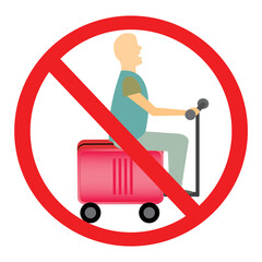 Smart rideable electric suitcase ban symbol