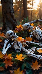 Fototapeta premium Romance in the Afterlife**:capture the theme of eternal love with a blend of romance and Halloween elements in a cinematic view. Digital Artwork series 03 