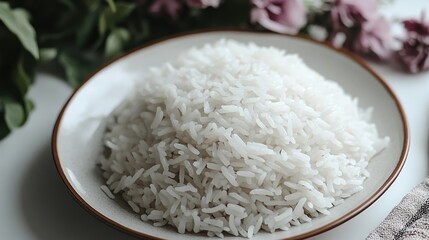 Elegant white rice paired with vibrant blooms for a cozy atmosphere