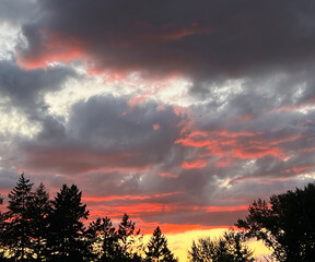 Obraz premium pink clouds and grey sky