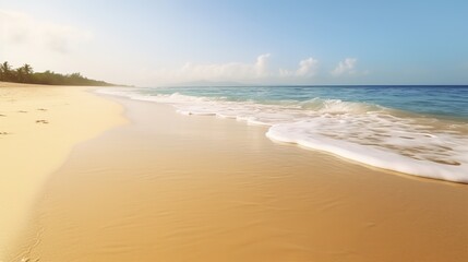 Fototapeta premium Serene Beach Landscape with Gentle Ocean Waves