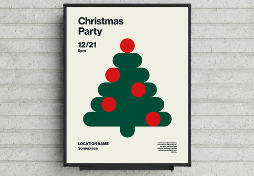 Christmas Party Poster Template with Rounded Christmas Tree
