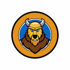 Viking Bear Mascot Logo circle on whit background