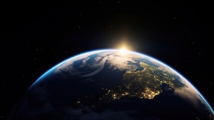 Obraz premium Sunrise Over Earth From Space Perspective