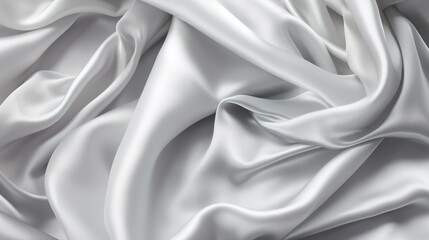 Obraz premium Soft White Satin Fabric Draped Elegantly