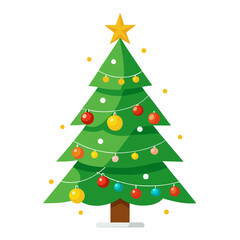 Fototapeta premium lighting Christmas tree vector style with withe background