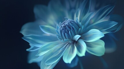 Obraz premium Serene Blue Dahlia: Close-up of a Teal Dahlia in Bloom 
