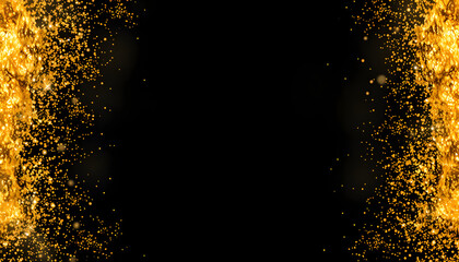 Fototapeta premium premium gold glitter, gold confetti frame. glittering gold magic dust effect isolated with white highlights, png