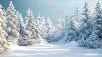 Obraz premium Snowy Winter Forest Tabletop Background