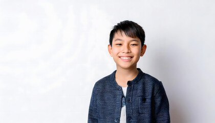 笑顔の日本人の子供 白い背景