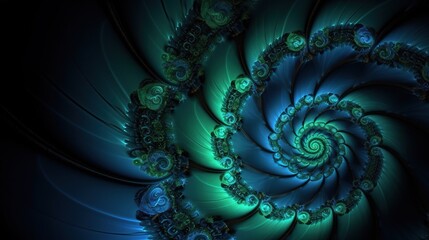 Abstract Swirling Patterns in Blue and Green Tones