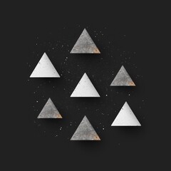 Obraz premium Geometric cement triangles on black background with modern minimalist design