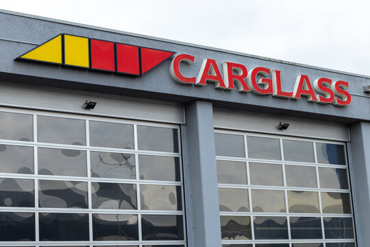 Carglass logo sign. Carglass is a company in the field of car window repair and car window replacement. It is part of Belron. Utrecht The Netherlands. 11 February 2023. 