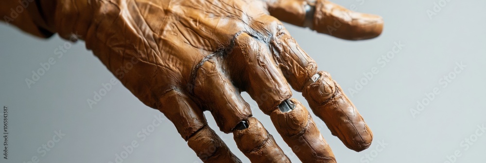 Leinwandbilder a detailed view highlights the intricate design of a prosthetic hand, emphasizing its skin-like mate