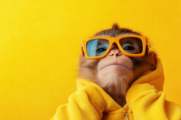 Fototapeta premium Stylish Monkey in Yellow Sunglasses