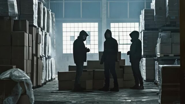 Organized crime group trafficking illegal products in an Abandoned Warehouse