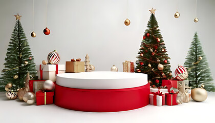 christmas decorations white background rendered podiom display festive sale marketing idea