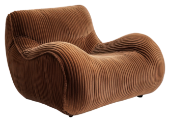 PNG Brown corduroy bon armchair furniture comfortable relaxation.