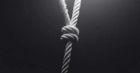 Knotted rope against a dark background