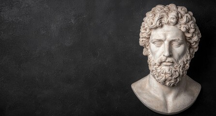 Fototapeta premium Marble bust of a bearded man with curly hair