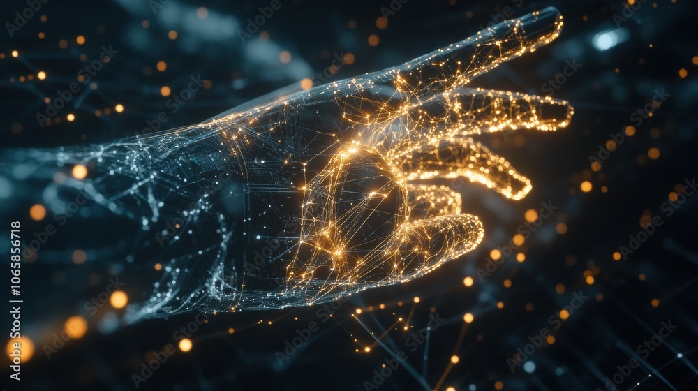 Aufkleber a glowing prosthetic arm is depicted, showcasing connections to the brain that illustrate neural sig