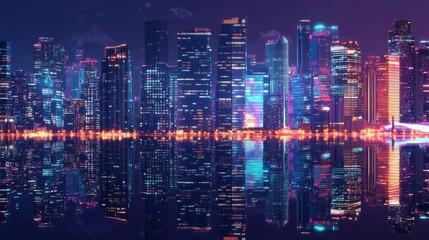 Fototapeta premium Reflective skyscrapers, business office buildings.