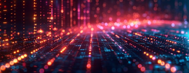 Futuristic hi-tech background. Cyberspace data transferring. Bokeh effect. Big data concept.